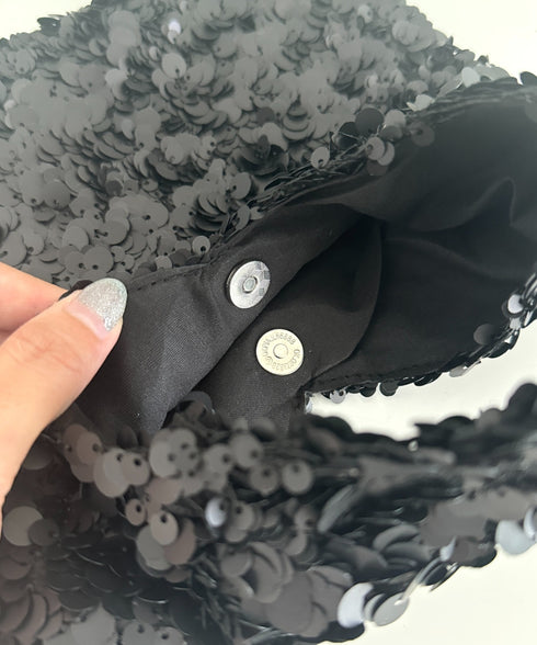 2WAYスパンコールハンドバッグ/ショルダーバッグ オケージョンバッグ パーティーバッグ | MD1256008 | ブラック