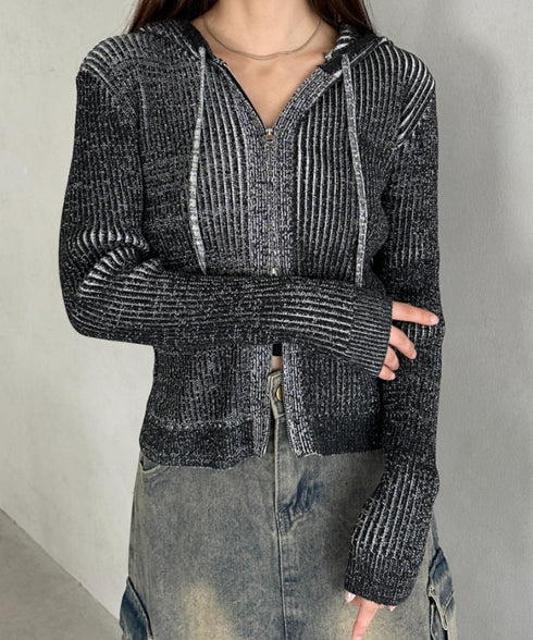 ダブルジップアップニットパーカー | MD2256010 | ブラック