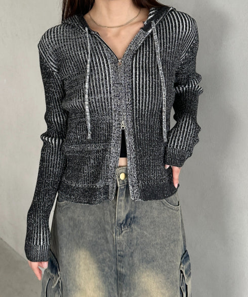 ダブルジップアップニットパーカー | MD2256010 | ブラック