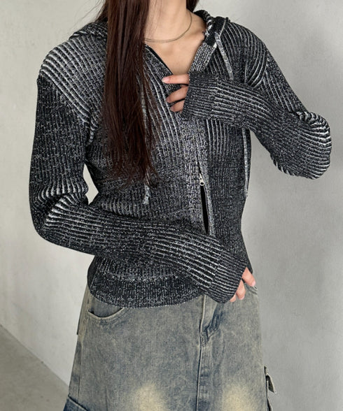 ダブルジップアップニットパーカー | MD2256010 | ブラック