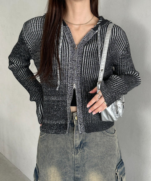 ダブルジップアップニットパーカー | MD2256010 | ブラック