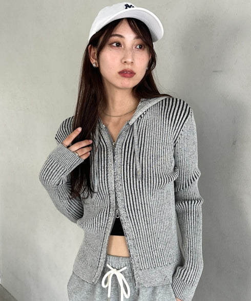 ダブルジップアップニットパーカー | MD2256010 | グレー