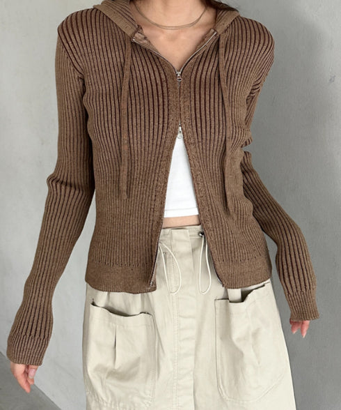 ダブルジップアップニットパーカー | MD2256010 | ブラウン