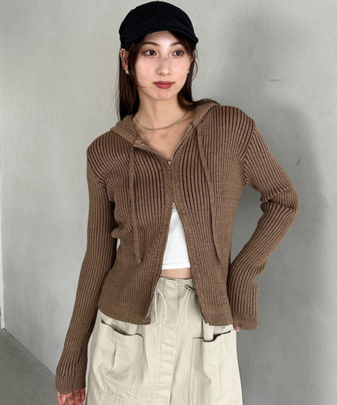 ダブルジップアップニットパーカー | MD2256010 | ブラウン