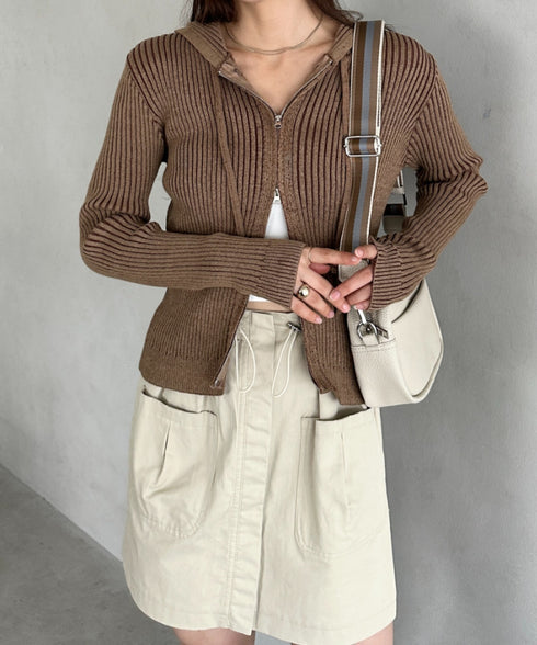 ダブルジップアップニットパーカー | MD2256010 | ブラウン