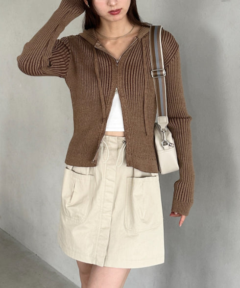 ダブルジップアップニットパーカー | MD2256010 | ブラウン