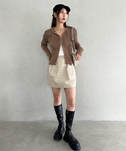 ダブルジップアップニットパーカー | MD2256010 | ブラウン