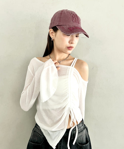 MLB KOREA(エムエルビーコリア)/ヴィンテージ ダメージ エンボス加工 ベースボール キャップ 帽子/Vintage Embossed Damage Unstruck Ball Cap | AT5253065 | ワインレッド