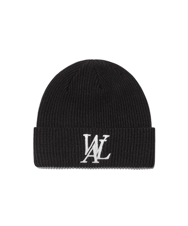 WOOALONG(ウアロン)/ワンポイント ロゴ刺繍 ビーニー ニット帽/Big logo beanie | AT5253064 | ブラック