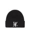 WOOALONG(ウアロン)/ワンポイント ロゴ刺繍 ビーニー ニット帽/Big logo beanie | AT5253064 | ブラック