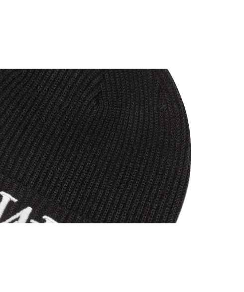 WOOALONG(ウアロン)/ワンポイント ロゴ刺繍 ビーニー ニット帽/Big logo beanie | AT5253064 | ブラック