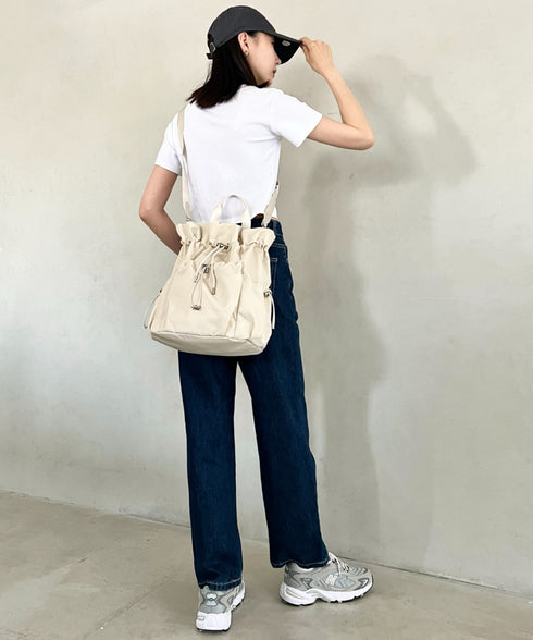 THE NORTH FACE(ザ・ノースフェイス)/3WAY 巾着型 ショルダー ボディバッグ リュック バックパック/BONNEY PACK M | IM1253066 | クリーム