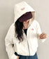 THE NORTH FACE(ザ・ノースフェイス)/ワンポイント ロゴ刺繍 ダブルジップパーカー フーディ ショート丈/W'S VELUNA HOOD ZIP UP | IM2253068 | クリーム