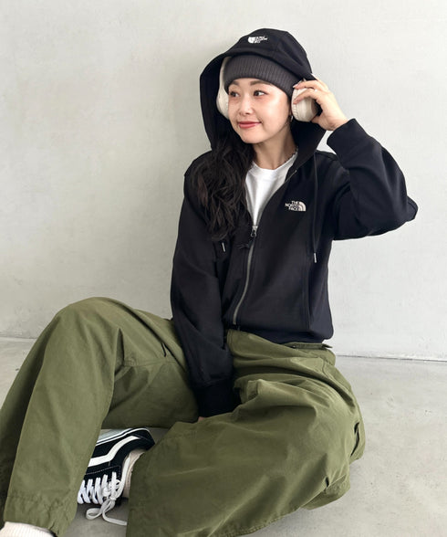 THE NORTH FACE(ザ・ノースフェイス)/ワンポイント ロゴ刺繍 ダブルジップパーカー フーディ ショート丈/W'S VELUNA HOOD ZIP UP | IM2253068 | ブラック