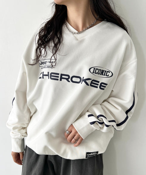 JEEP(ジープ)/サイドライン Vネック プルオーバー スウェット/CHEROKEE V-neck Sweatshirt | AT2253072 | ホワイト