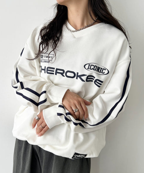 JEEP(ジープ)/サイドライン Vネック プルオーバー スウェット/CHEROKEE V-neck Sweatshirt | AT2253072 | ホワイト