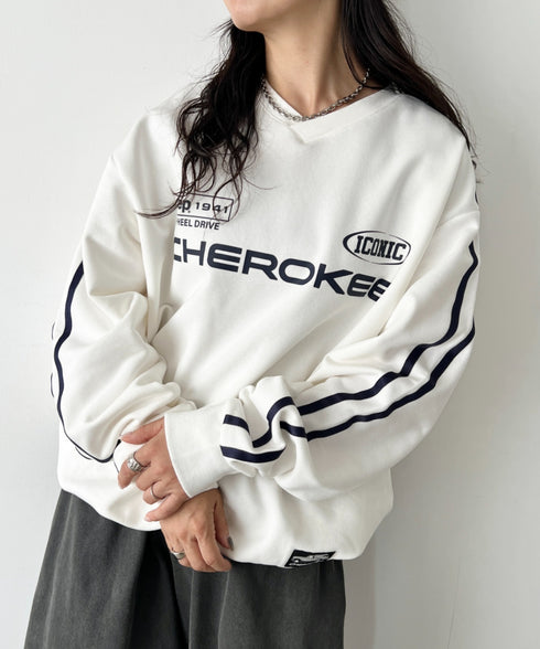 JEEP(ジープ)/サイドライン Vネック プルオーバー スウェット/CHEROKEE V-neck Sweatshirt | AT2253072 | ホワイト