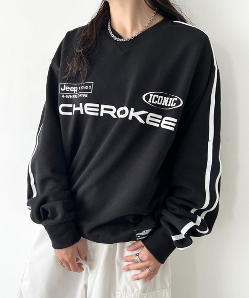 JEEP(ジープ)/サイドライン Vネック プルオーバー スウェット/CHEROKEE V-neck Sweatshirt | AT2253072 | ブラック
