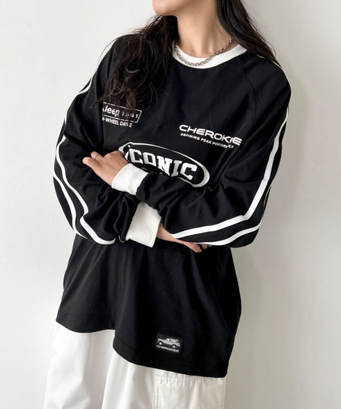 JEEP(ジープ)/サイドライン 配色 ロンT ロングスリーブTシャツ/CHEROKEE Long T-shirt | AT2253073 | ブラック
