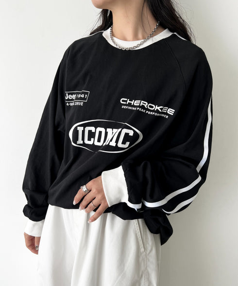 JEEP(ジープ)/サイドライン 配色 ロンT ロングスリーブTシャツ/CHEROKEE Long T-shirt | AT2253073 | ブラック