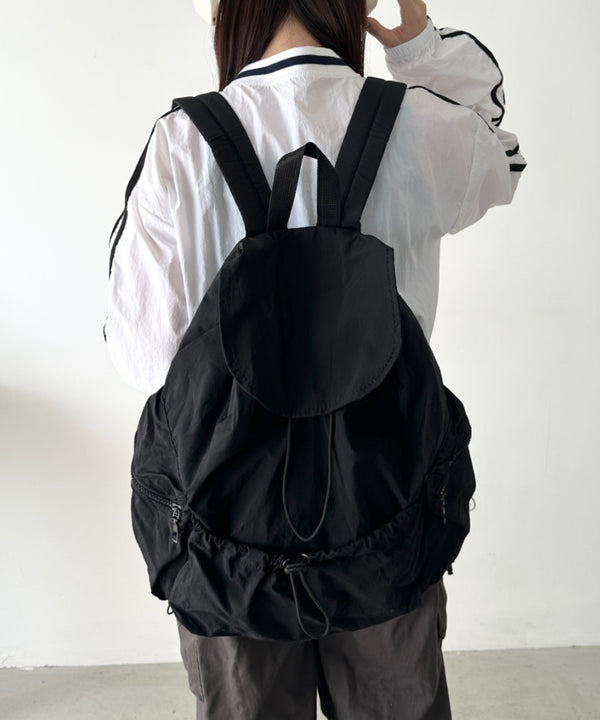 【大容量】ドロストナイロンバックパック/リュック | CL1256033 | ブラック
