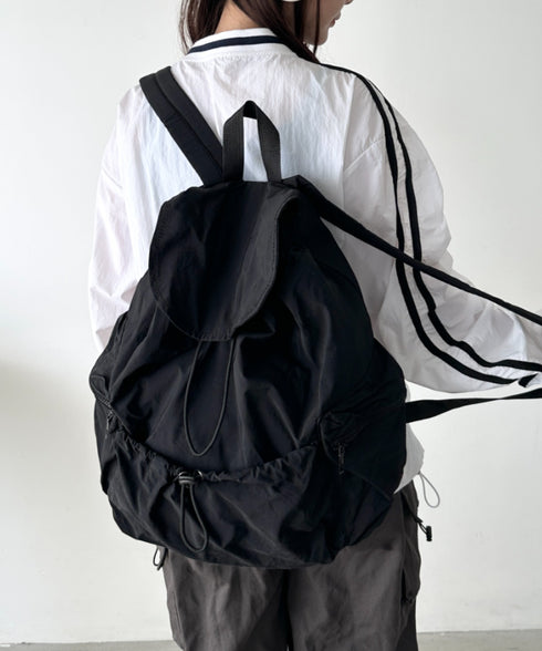 【大容量】ドロストナイロンバックパック/リュック | CL1256033 | ブラック