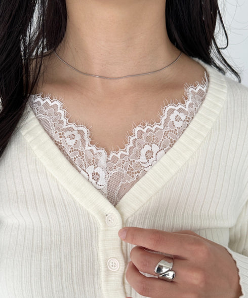 Vネックレースコンパクトトップス | CL2253027 | アイボリー