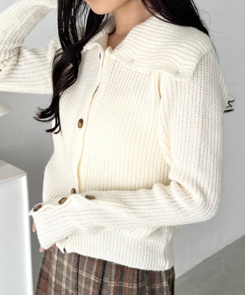 袖ボタンスタンドカラーニットカーディガン | CL2256041 | アイボリー