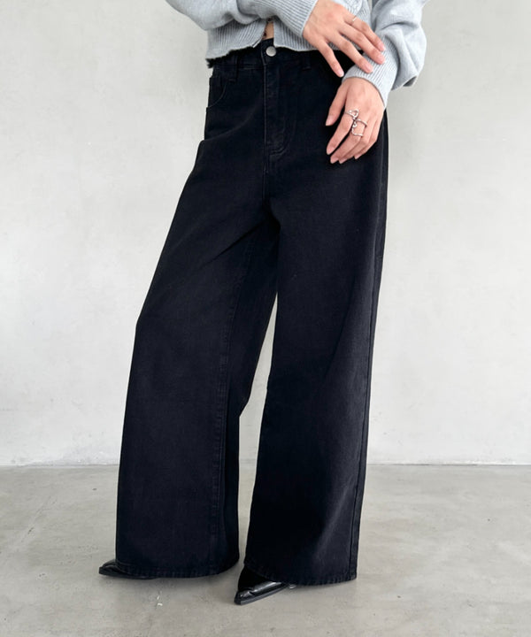 ワイドバギーフレアデニムパンツ | BA2256030 | ブラック