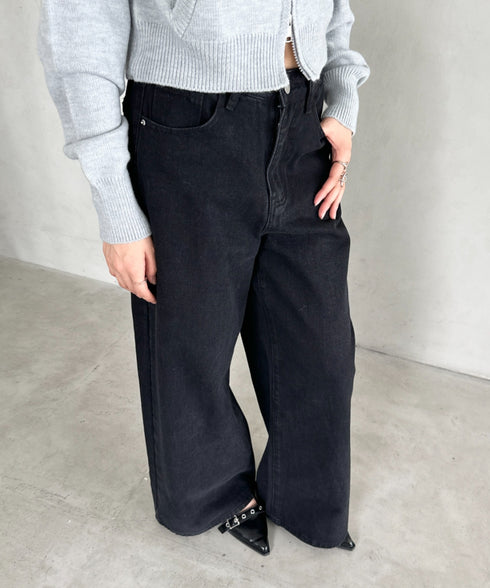 ワイドバギーフレアデニムパンツ | BA2256030 | ブラック