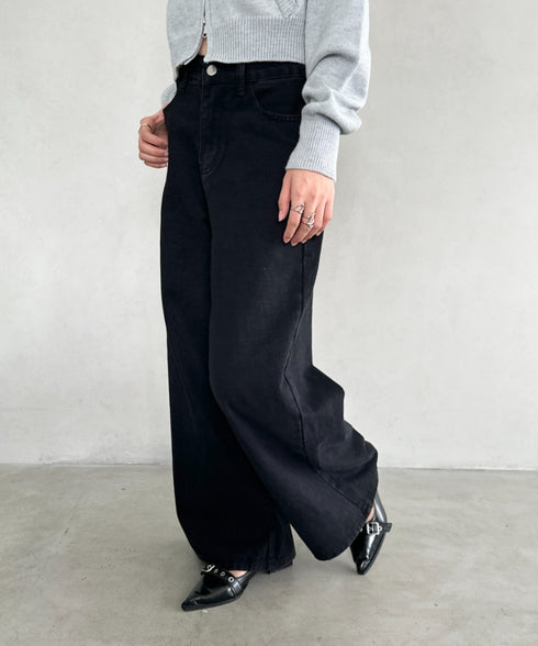 ワイドバギーフレアデニムパンツ | BA2256030 | ブラック