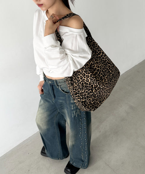 【A4サイズ対応】レオパード柄ワンハンドルショルダーバッグ | BA1256033 | ベージュ