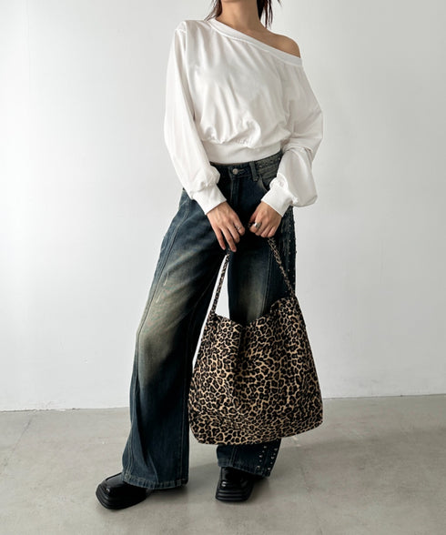 【A4サイズ対応】レオパード柄ワンハンドルショルダーバッグ | BA1256033 | ベージュ