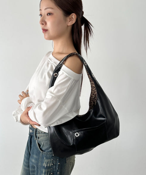 レオパードライニングショルダーバッグ | BA1256034 | ブラック