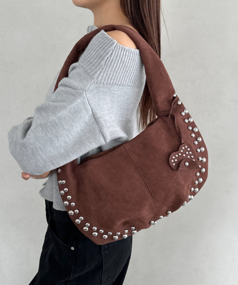 ハートスタッズスエードショルダーバッグ | BA1256035 | ブラウン