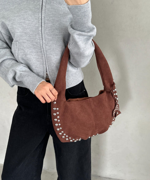 ハートスタッズスエードショルダーバッグ | BA1256035 | ブラウン
