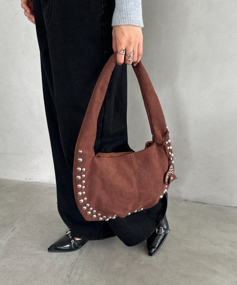 ハートスタッズスエードショルダーバッグ | BA1256035 | ブラウン