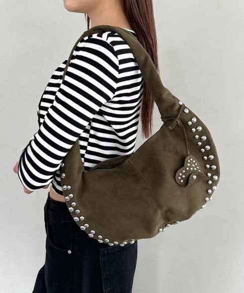 ハートスタッズスエードショルダーバッグ | BA1256035 | グリーン