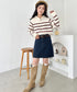 ボーダーハーフジップニットトップス | SL2254002 | ホワイト