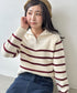 ボーダーハーフジップニットトップス | SL2254002 | ホワイト