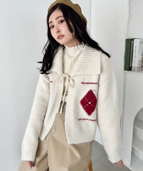 アーガイルリボンニットカーディガン | SL2256102 | アイボリー