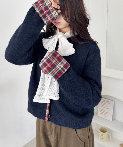 ネルチェックドッキングニットカーディガン | SL2256103 | ネイビー