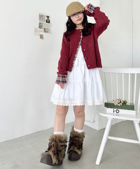 ネルチェックドッキングニットカーディガン | SL2256103 | レッド