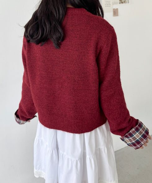 ネルチェックドッキングニットカーディガン | SL2256103 | レッド