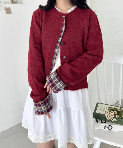 ネルチェックドッキングニットカーディガン | SL2256103 | レッド