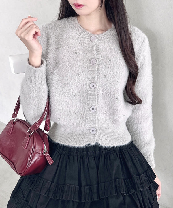 ビジューシャギーニットカーディガン | LO2254008 | グレー