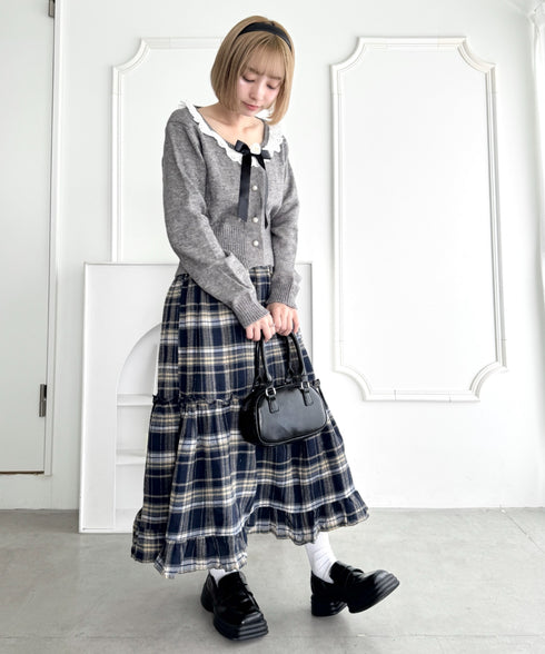 チェックフリルティアードスカート | LO2256054 | ネイビー