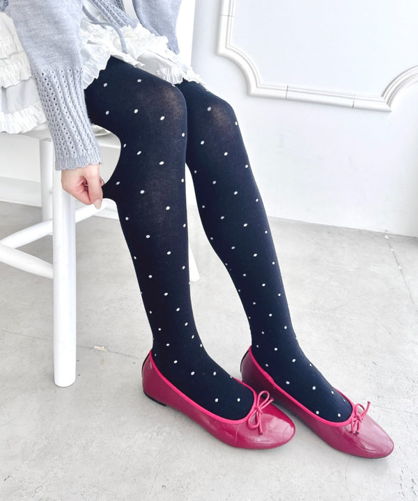 ドット柄ニットタイツ | LO6254011 | ブラック