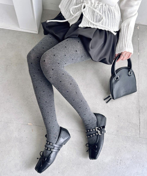 ドット柄ニットタイツ | LO6254011 | チャコールグレー