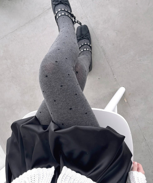 ドット柄ニットタイツ | LO6254011 | チャコールグレー